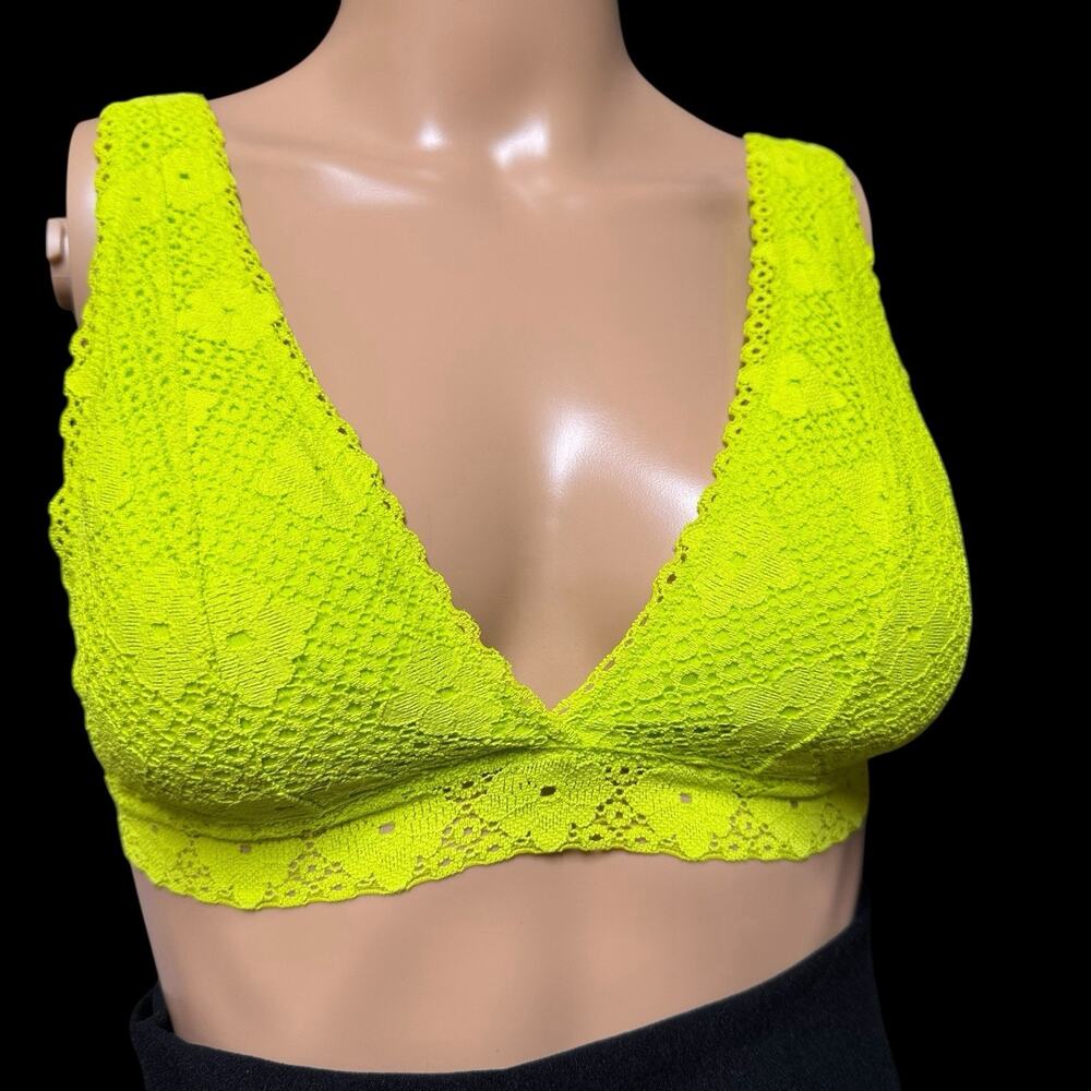 Aerie Womens Sz XS Neon Yellow Lace Bralette Removable Pads NWT